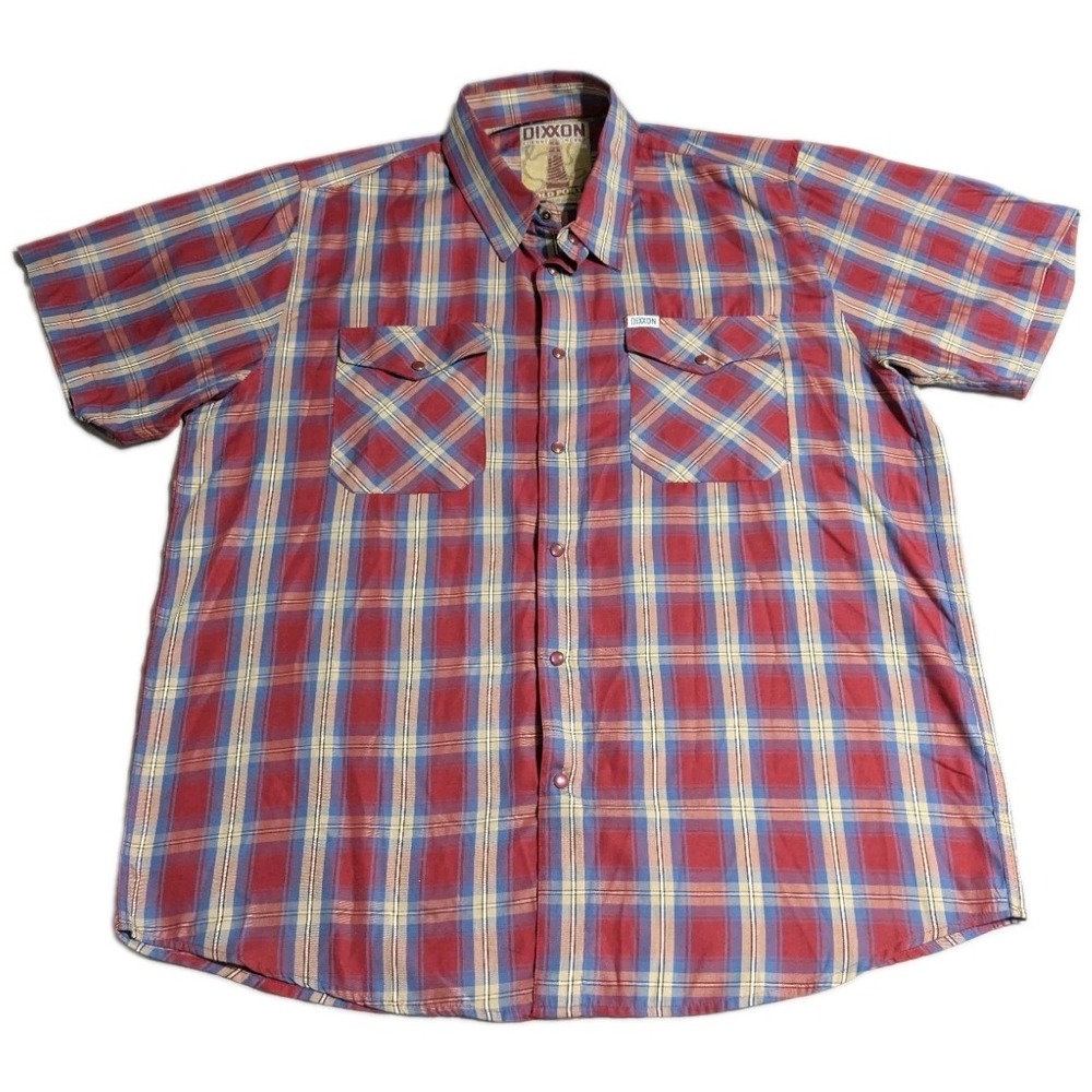 Dixxon Old Port Plaid Shirt Mens 2XL Short Sleeve Bamboo Pearl Snap Western